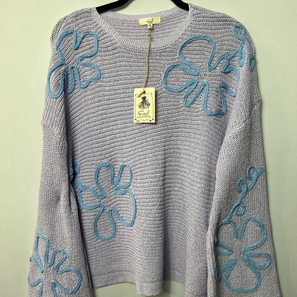 Casual Lavender Floral Sweater